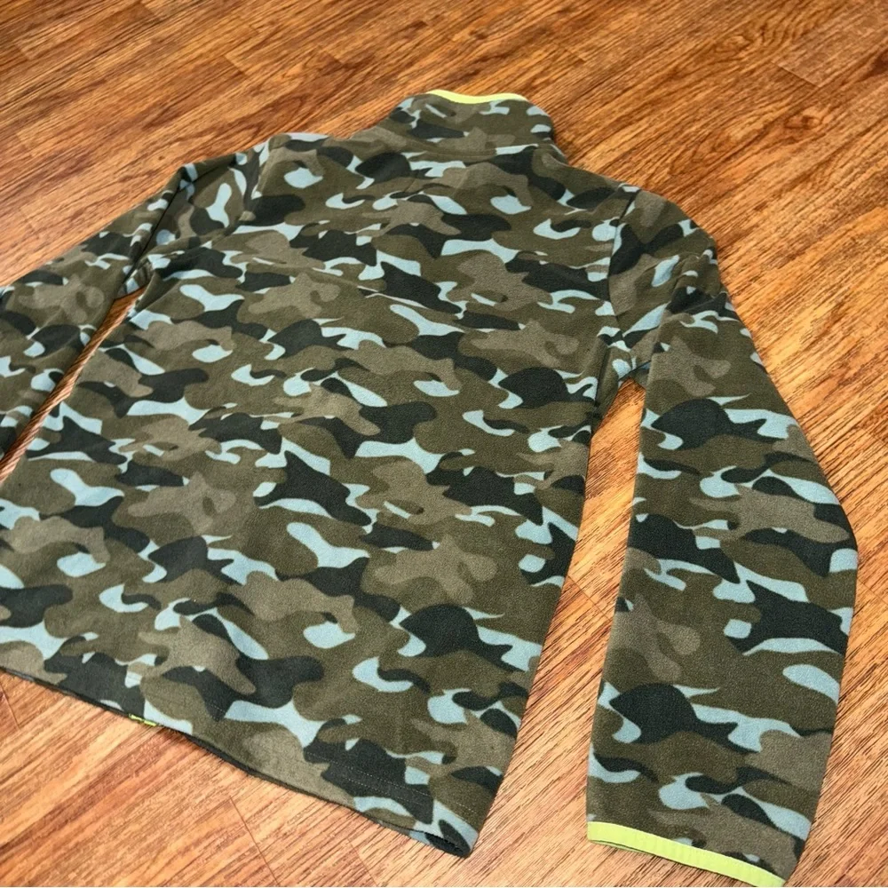 OshKosh B'gosh Jacket Fleece Camo Boys Size 14 Full Zip Green Army Print Soft